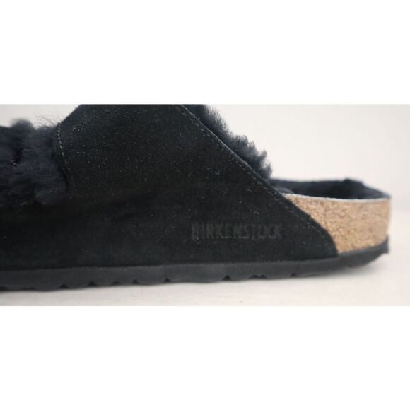 Birkenstock EUR 41 Women's 10 Men's 8 Black Suede Arizona Shearling Sandals - Picture 12 of 12